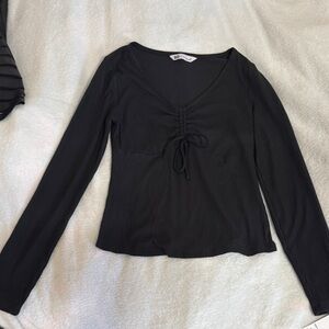 SO Black Ruched Long Sleeve Top
